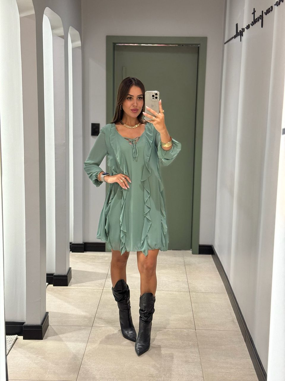 VESTIDO SEDA VERDE MENTA - 0012520017 - ISABELA MENEZES