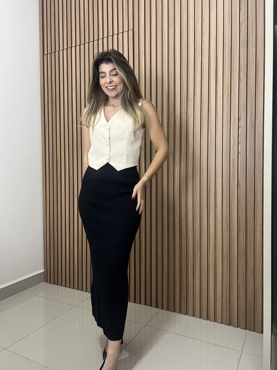 Saia Tricot Modal Preta