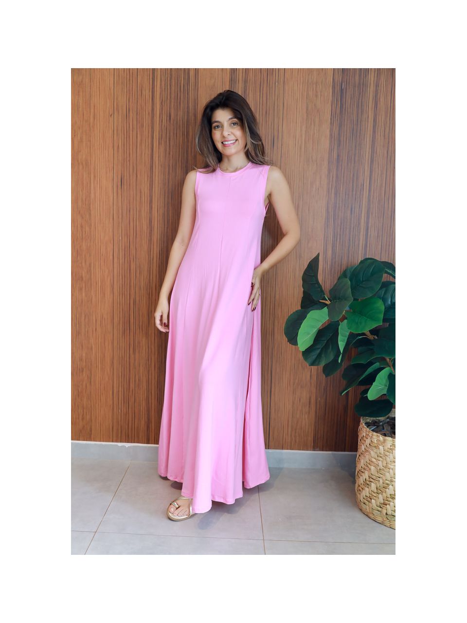 Vestido Regata Moletinho Rosa