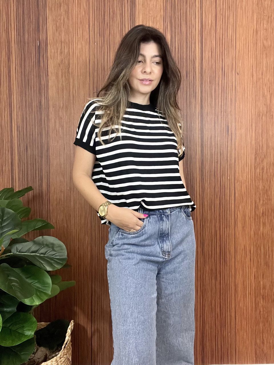 Blusa Tricot Premium Listrada Preta