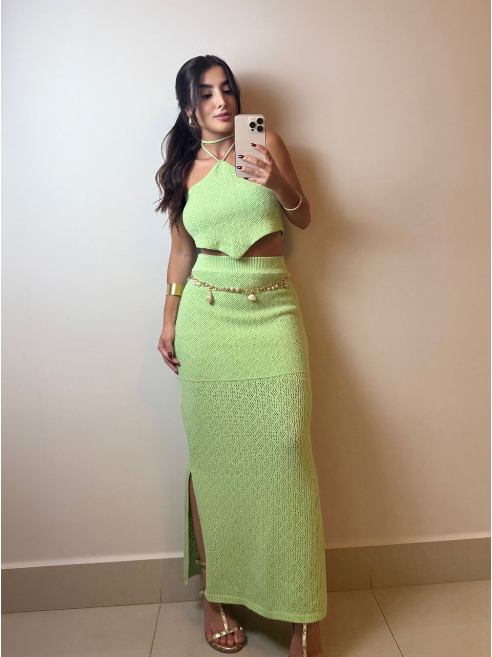 CONJUNTO MAIA VERDE MENTA SAIA COM FORRO - Larih Mercurio