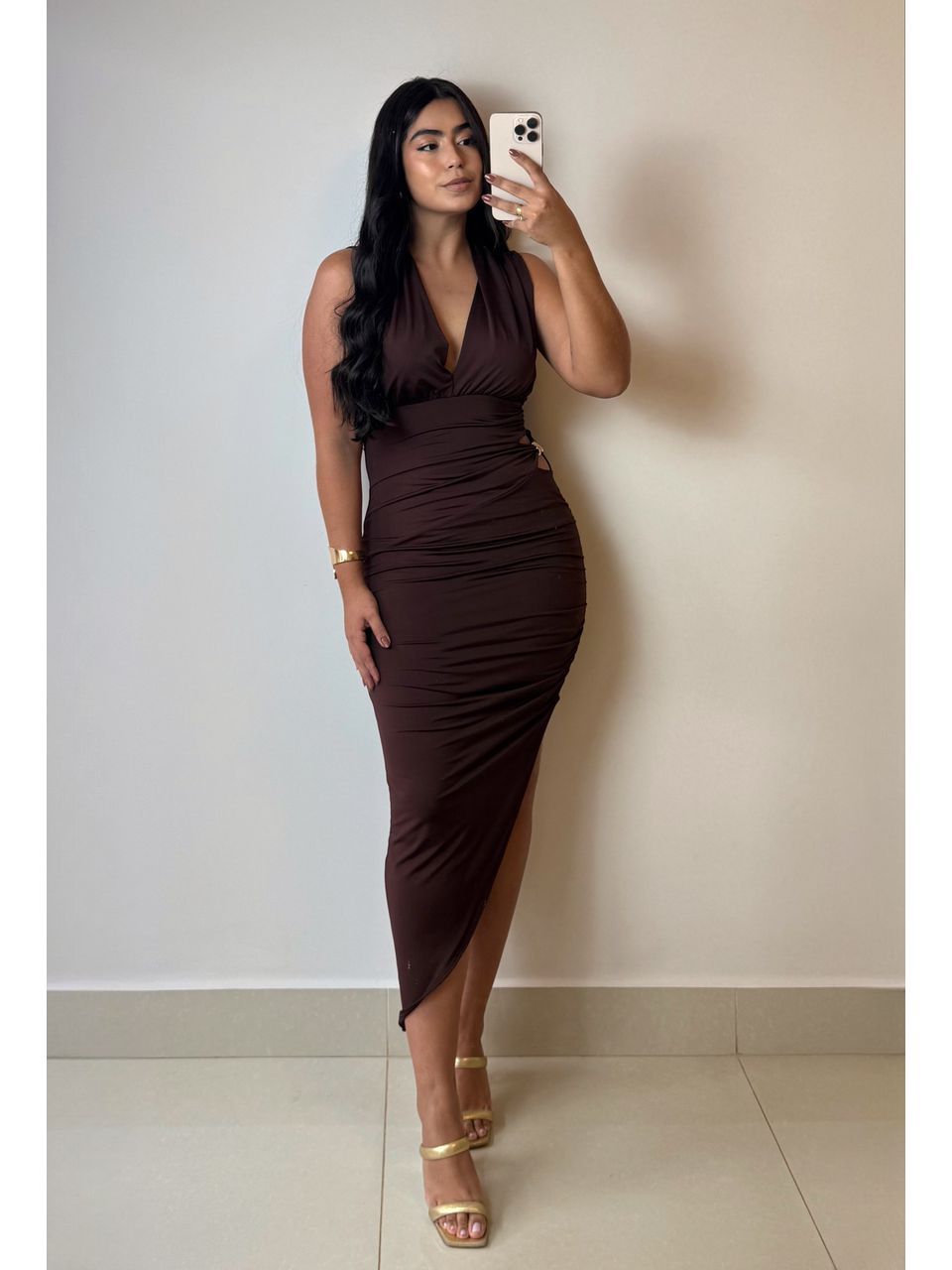 VESTIDO RAQUEL MARROM - Larih Mercurio