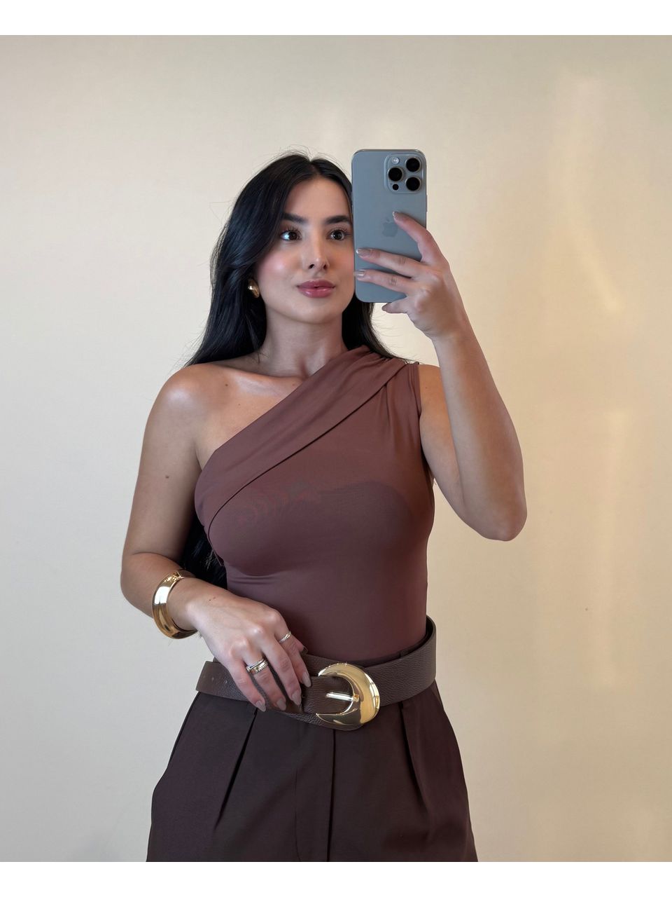 BODY NULA MANGA MARROM - Larih Mercurio