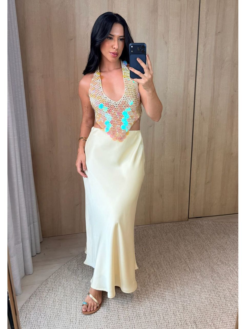 SAIA ACETINADA AMARELO MANTEIGA - Larih Mercurio