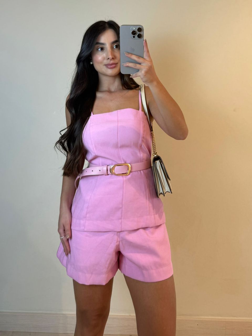 CONJUNTO BLUSA DE ALCINHA COM SHORT ROSA - Larih Mercurio