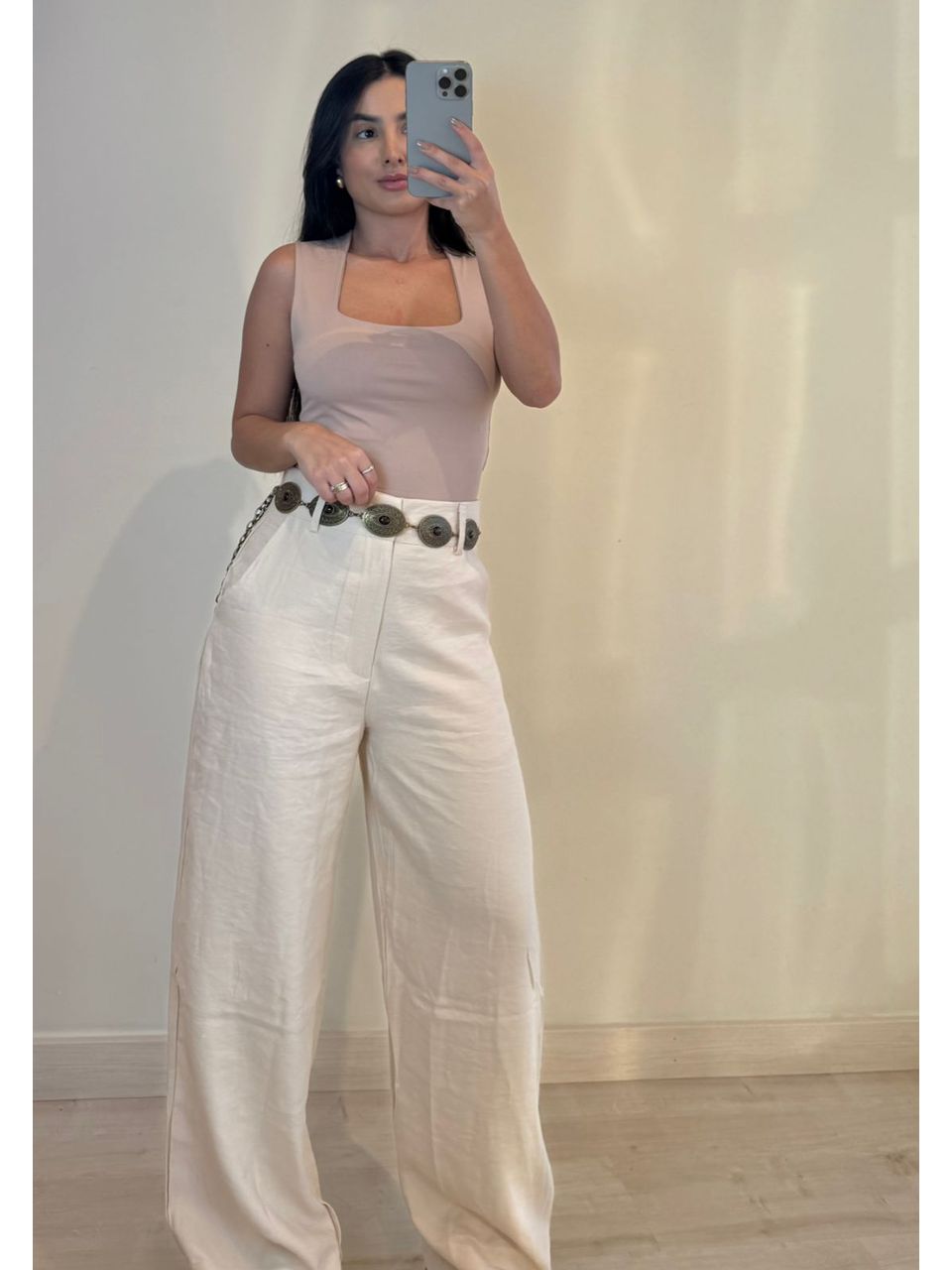 CALÇA ALFAIATARIA NUDE - Larih Mercurio