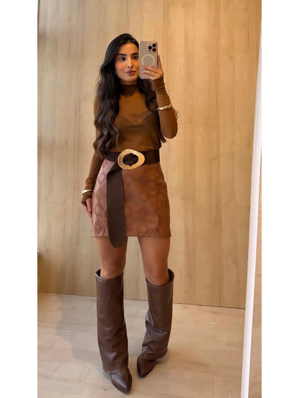 BODY MANGA LONGA TULE CARAMELO - Larih Mercurio