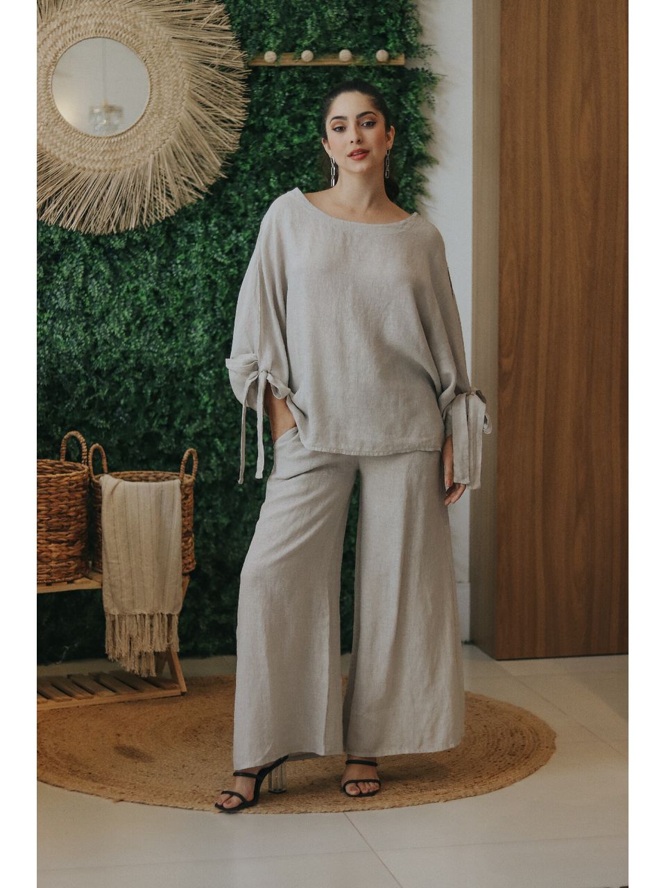 Conjunto Ana Linho Italiano Cru