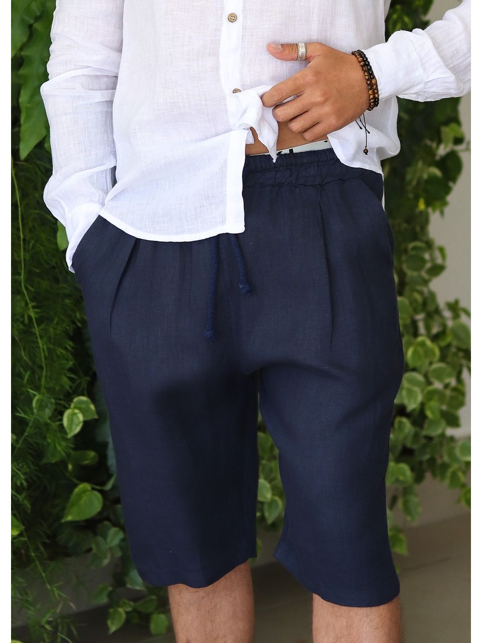 Bermuda Masculina Levi Linho Italiano Azul Marinho