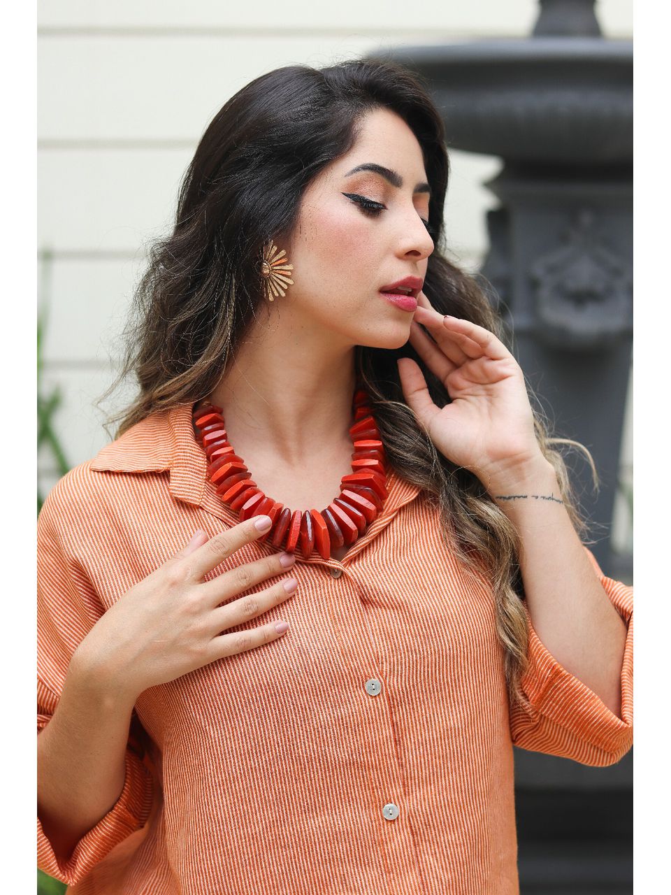 Conjunto Samira Linho Italiano Terracota