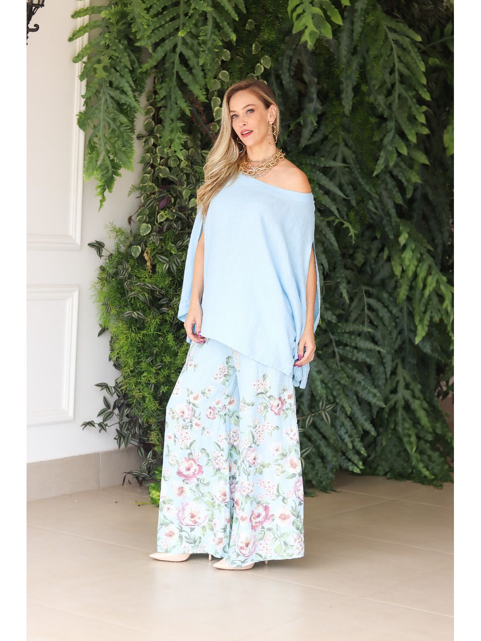 Conjunto Claudia Linho Italiano Azul Celeste