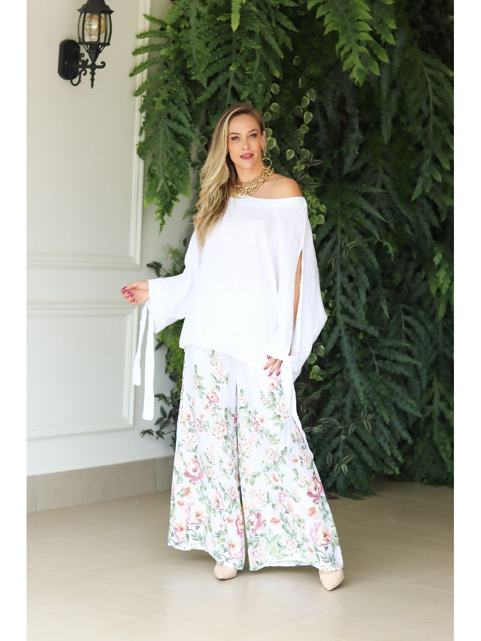 Conjunto Claudia Linho Italiano Branco