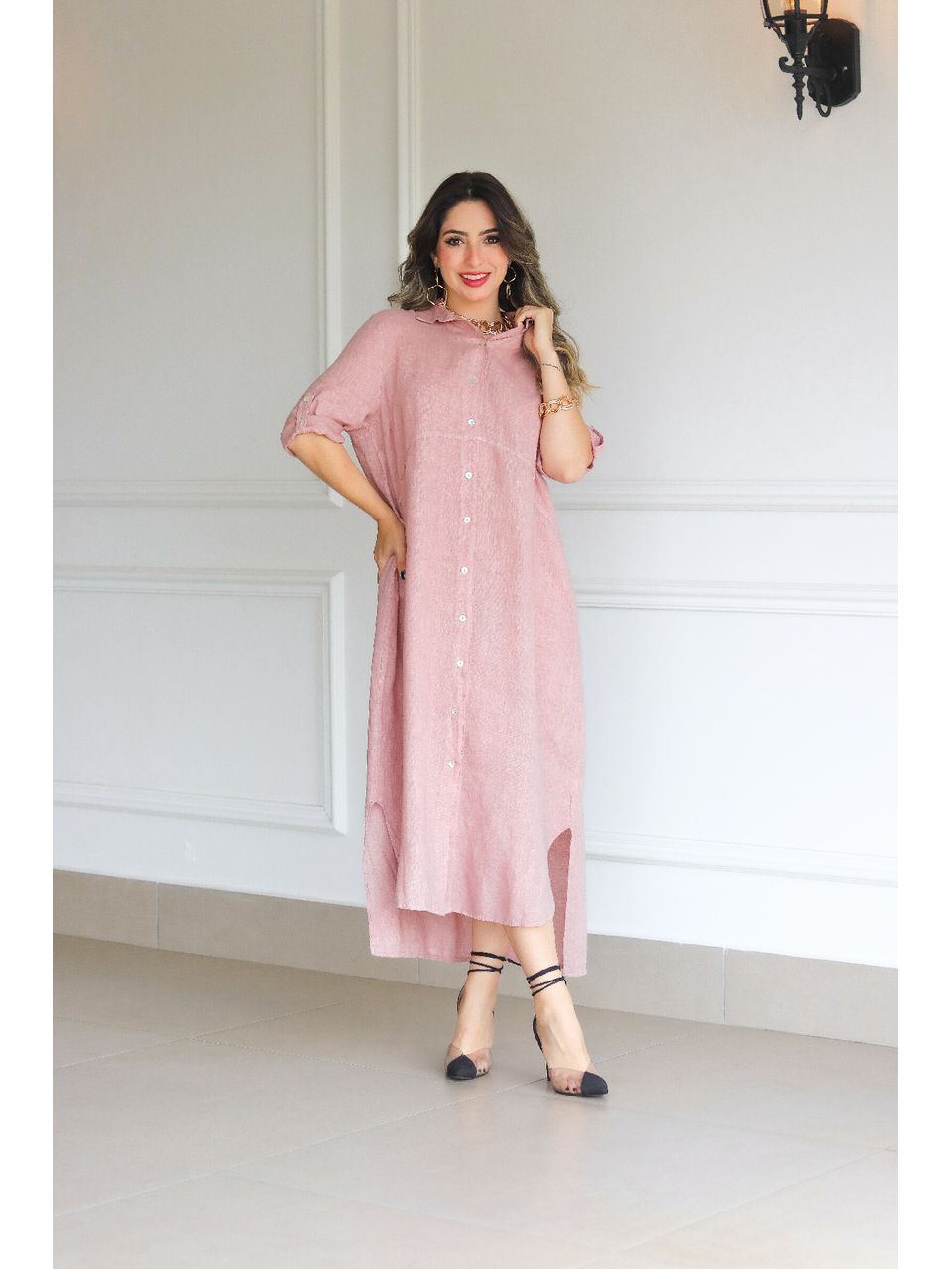 Chemise Classica Linho Italiano Rosê