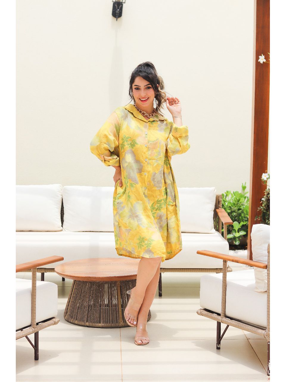 Chemise Cassia Linho Italiano Mostarda