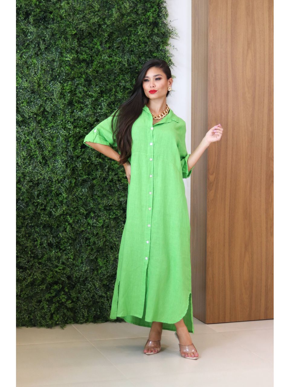 Chemise Classica Linho Italiano Verde 