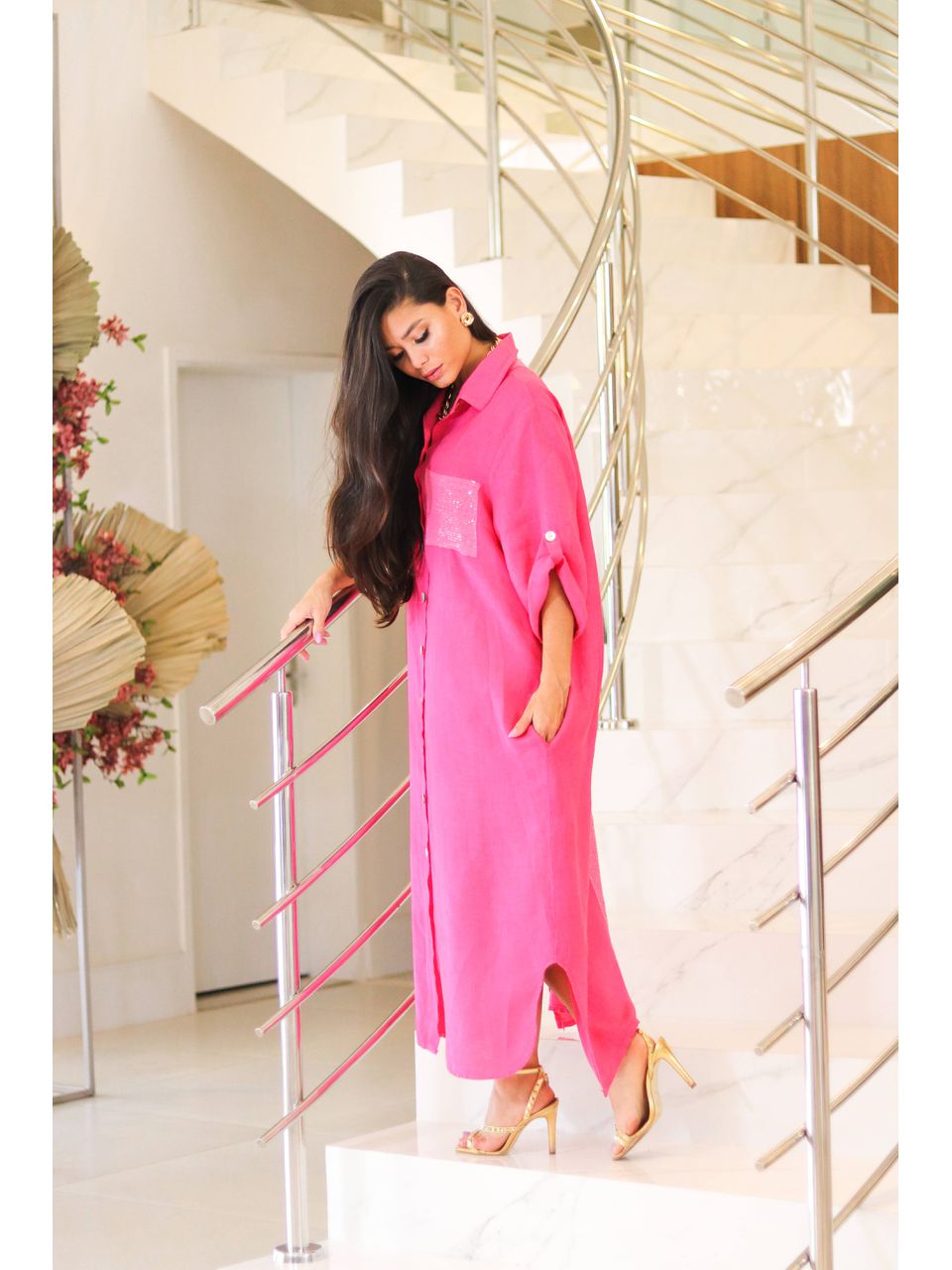 Chemise Diva Linho Italiano Pink