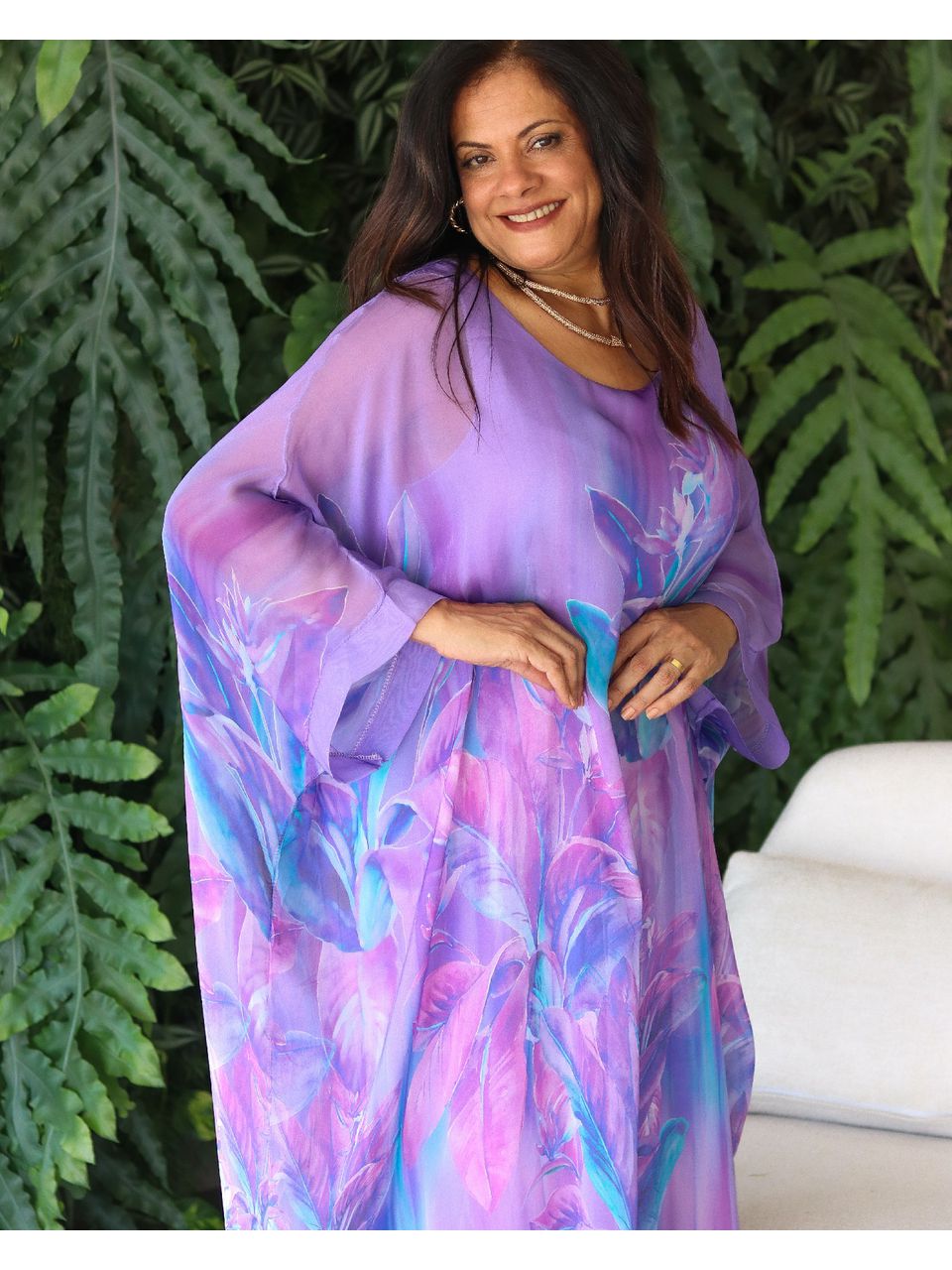 Kaftan Raquel Seda Italiana Lilás 