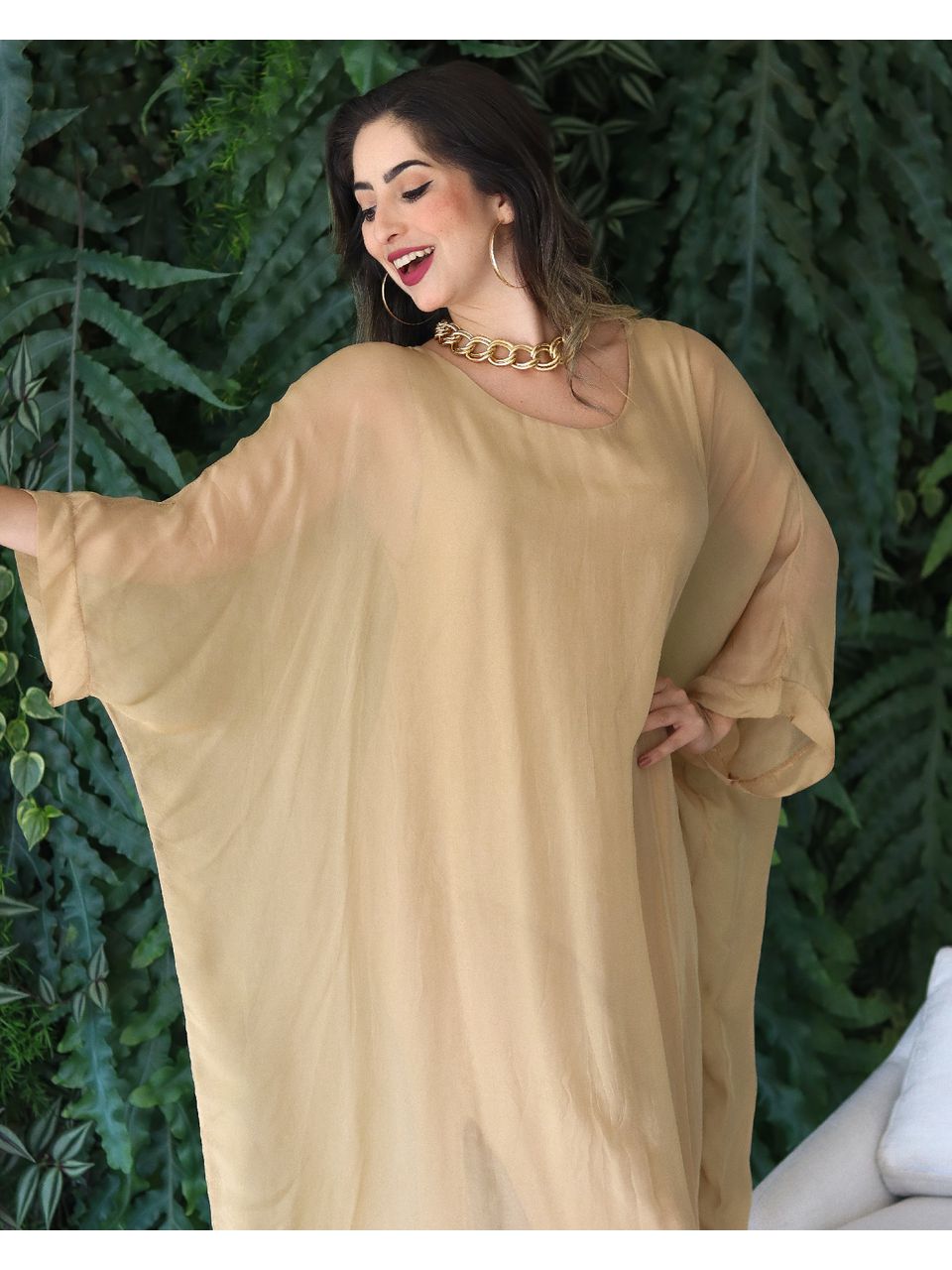 Kaftan Patrícia Seda Italiana Caramelo