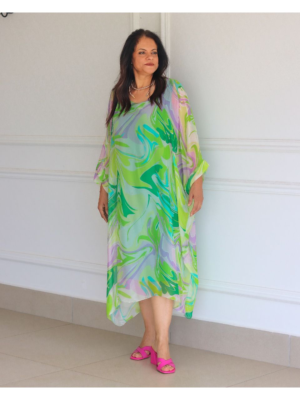 Kaftan Marta Seda Italiana Verde Maça