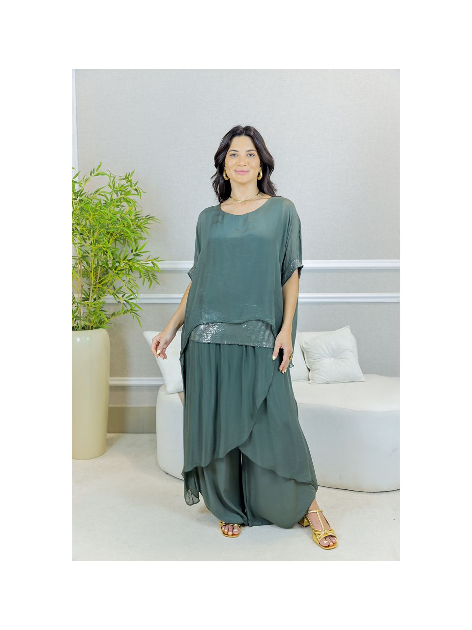 CONJUNTO AMOR PERFEITO MILITAR SEDA ITALIANA 