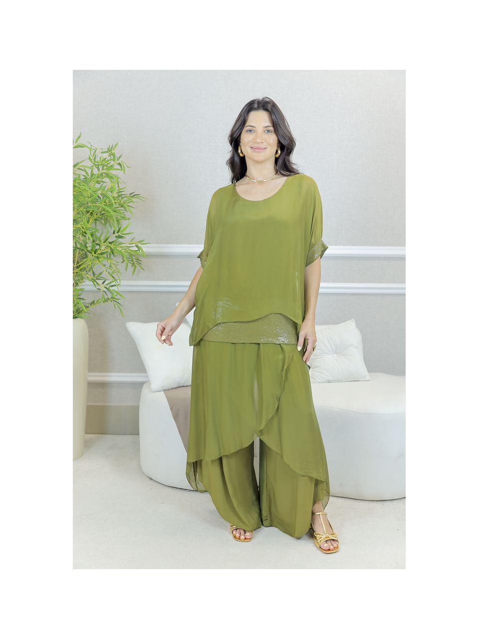 CONJUNTO AMOR PERFEITO PISTACHE SEDA ITALIANA 