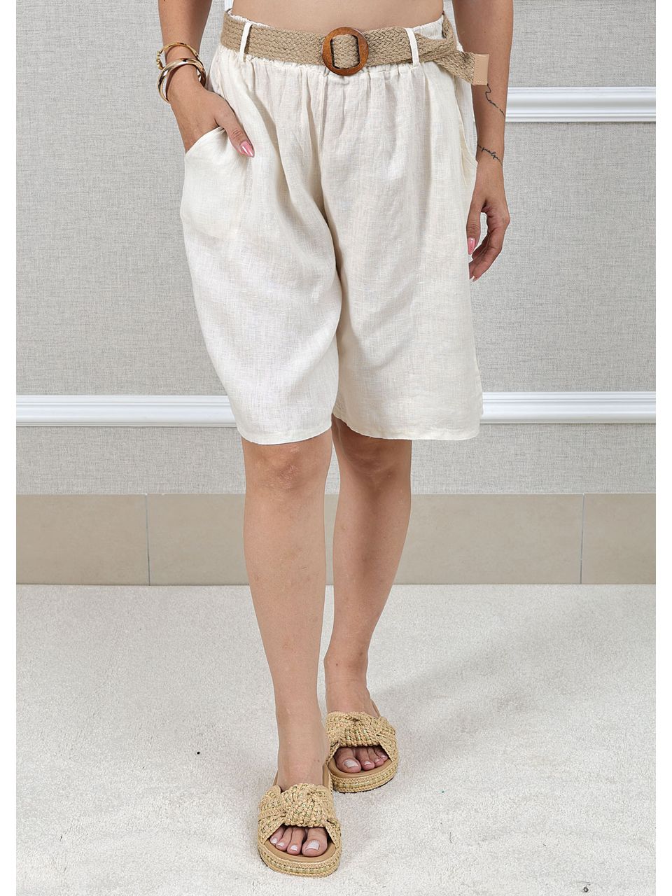 Bermuda Beatriz Linho Italiano Off White