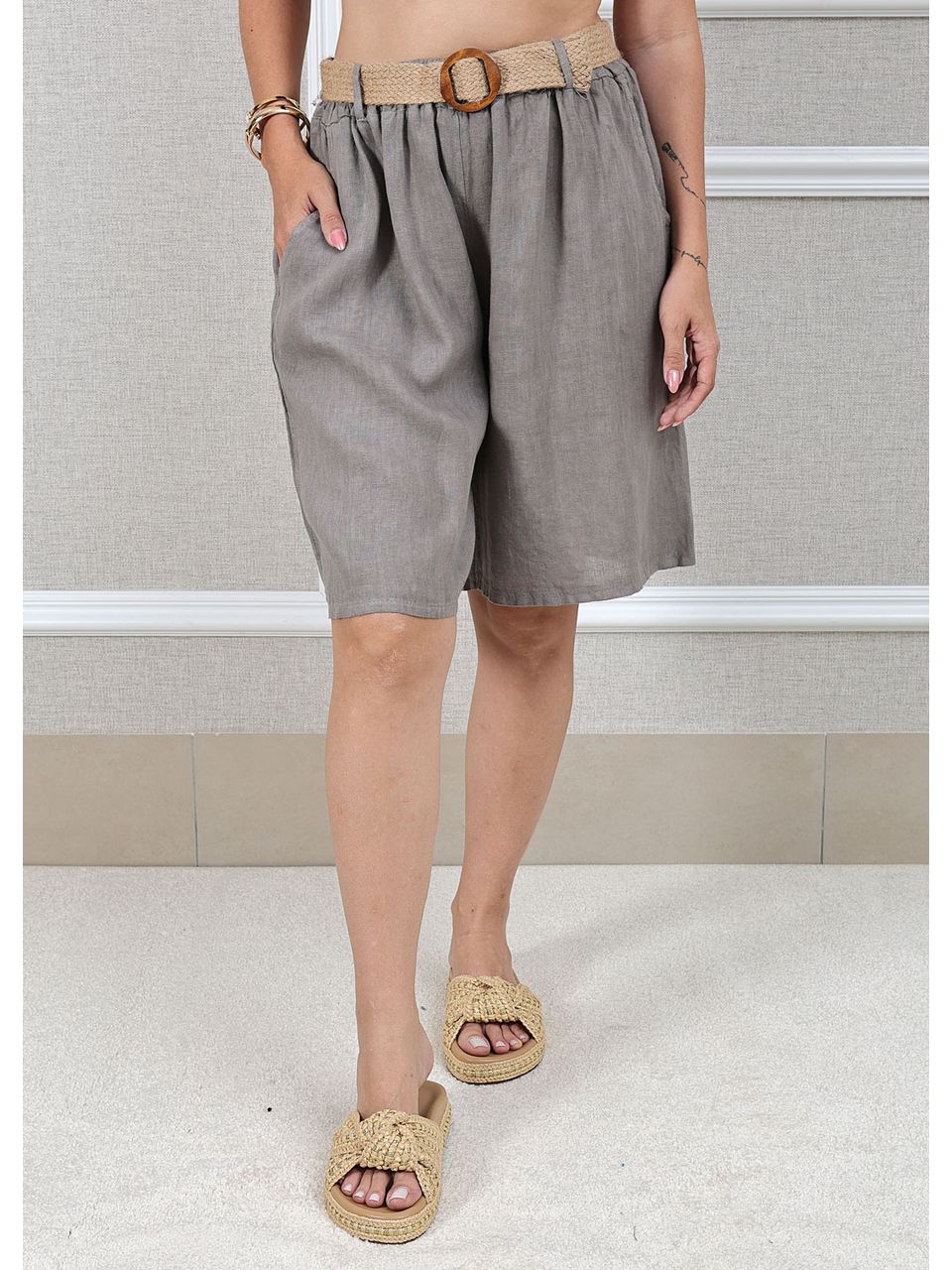 Bermuda Beatriz Linho Italiano Fendi