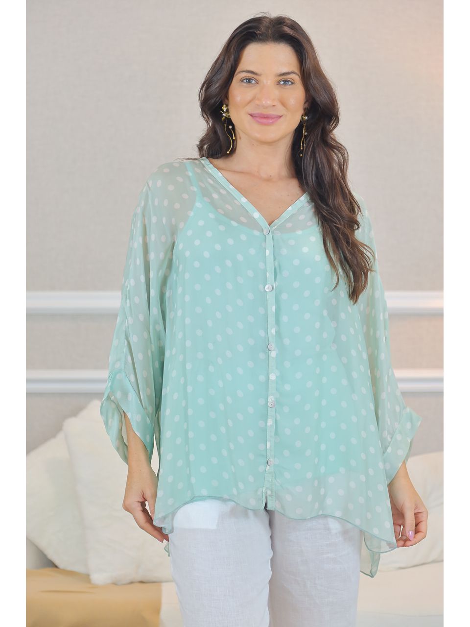 CAMISA MARGARIDA VERDE AGUA