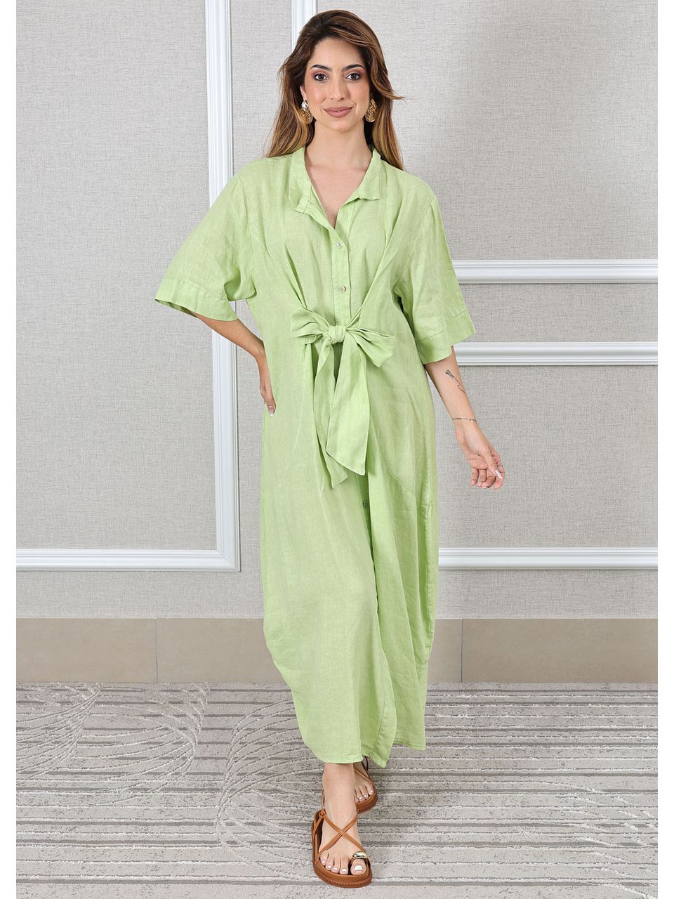Chemise Sabrina Linho Italiano Verde Lima