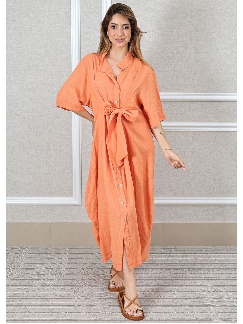 Chemise Sabrina Linho Italiano Laranja 