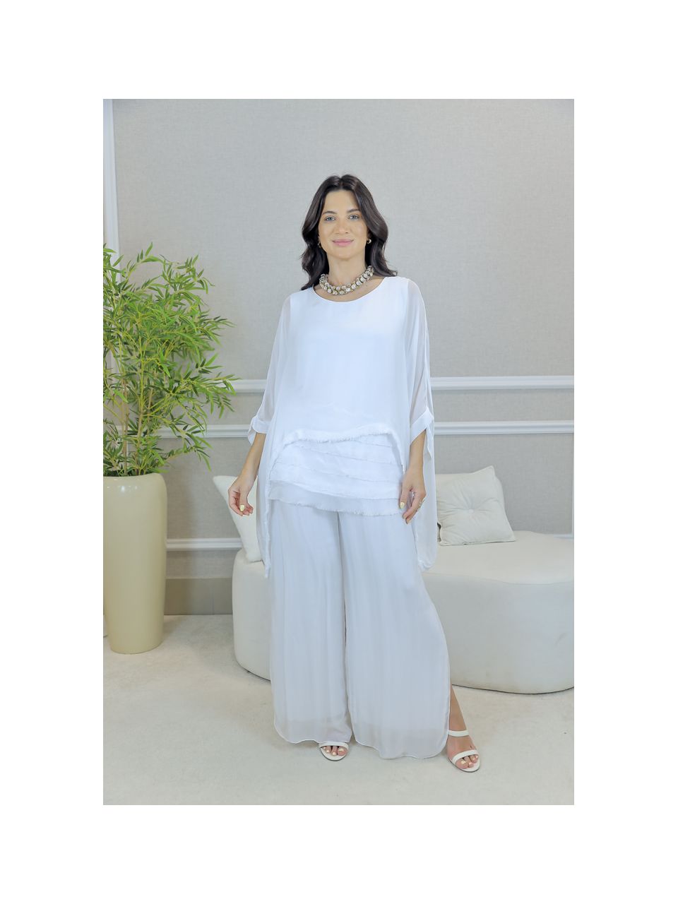 CONJUNTO ZINIA BRANCO SEDA ITALIANA 