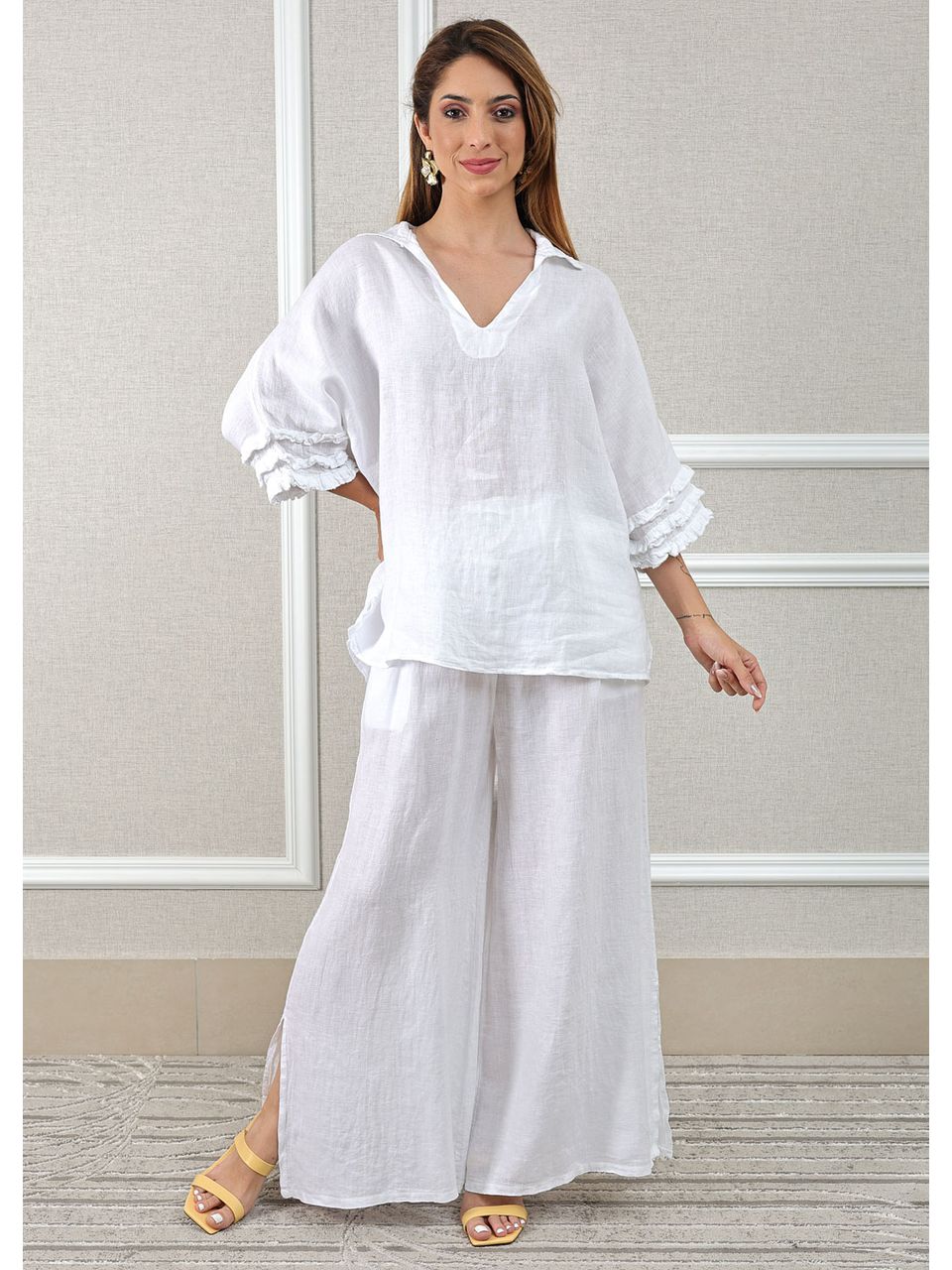 Conjunto Eduarda Linho Italiano Branco