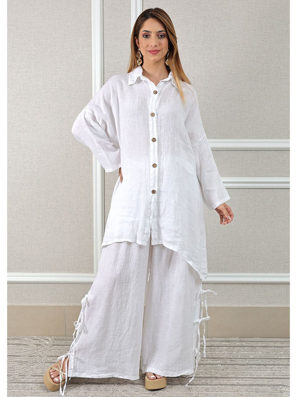 Conjunto Flora Linho Italiano Branco