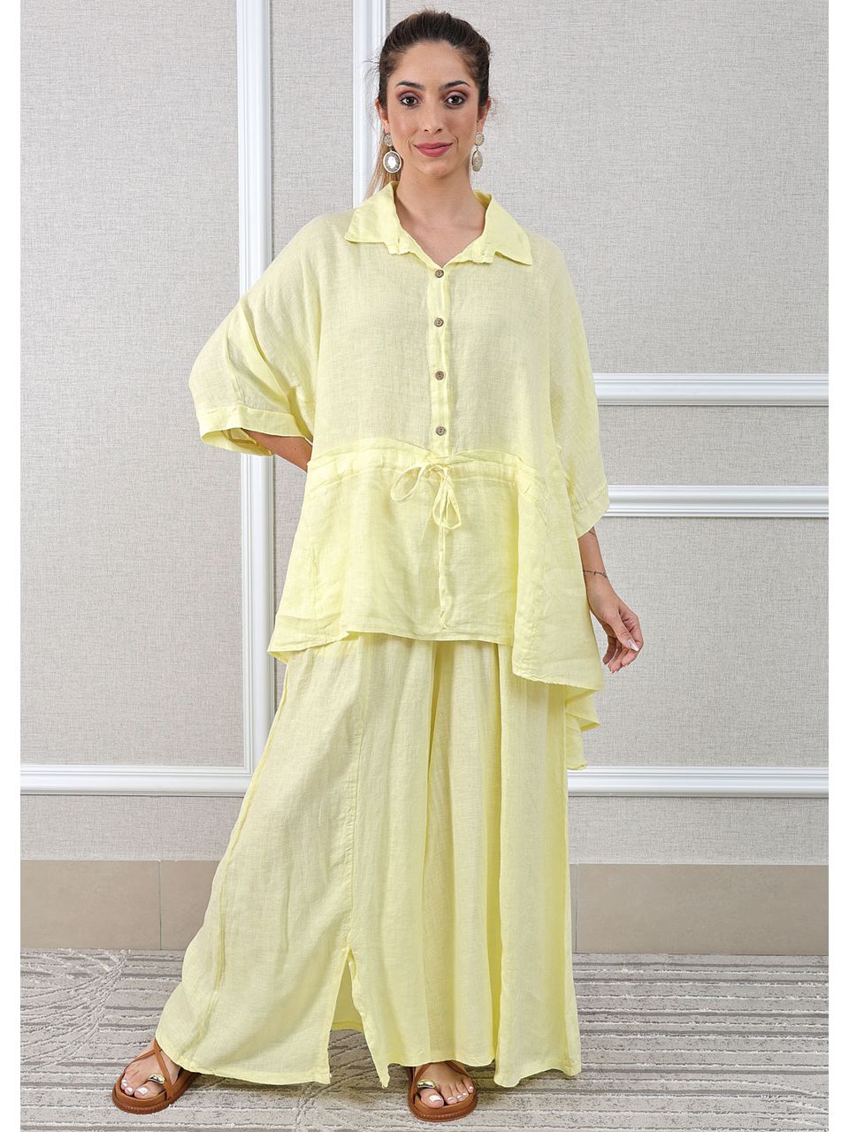 Conjunto Fatima Linho Italiano Amarelo