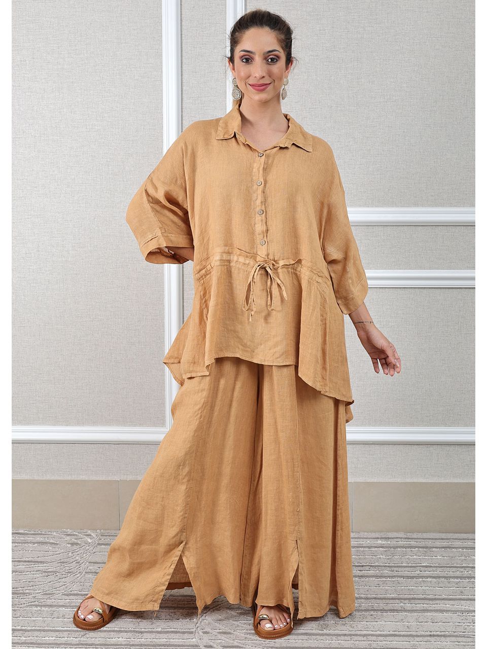 Conjunto Fatima Linho Italiano Caramelo
