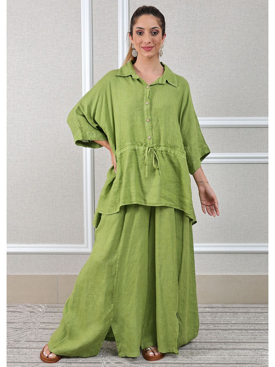 Conjunto Fatima Linho Italiano Verde Pistache 
