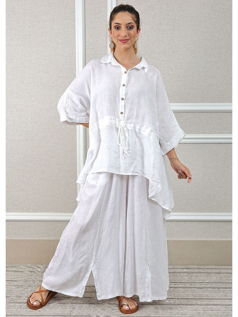 Conjunto Fatima Linho Italiano Branco