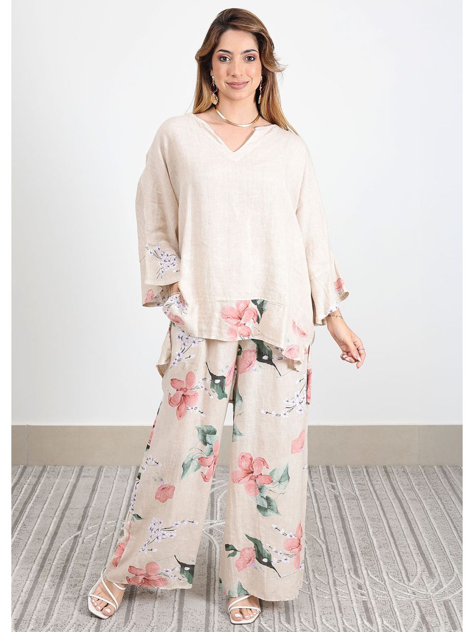 Conjunto Sophie Linho Italiano Bege