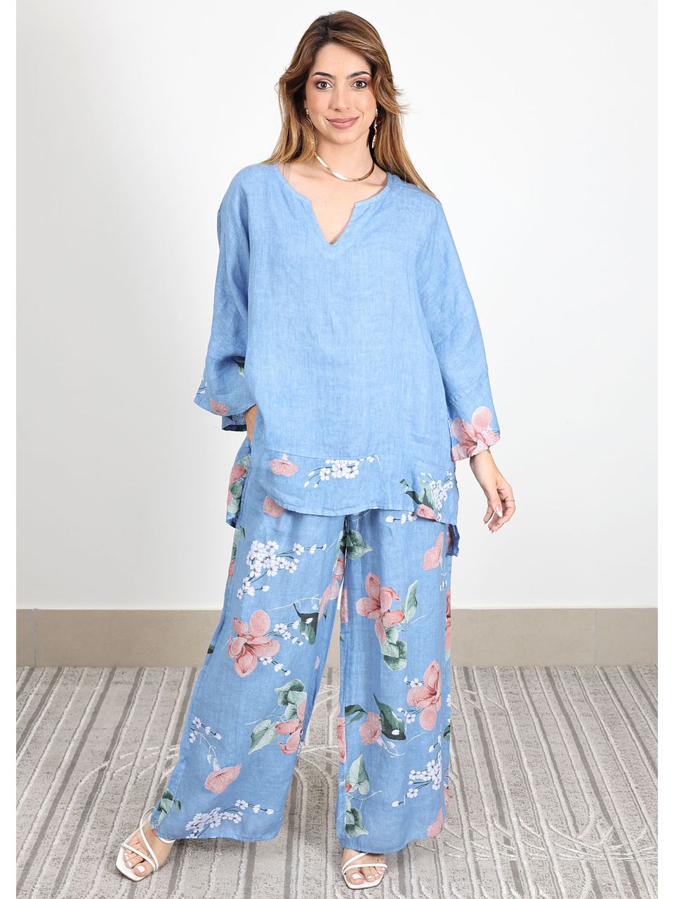 Conjunto Sophie Linho Italiano Azul Hortência