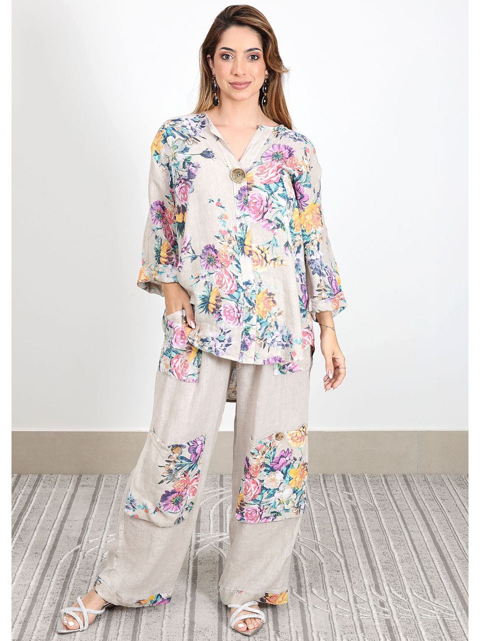 Vestido Analu Linho Italiano Azul Bebe .
