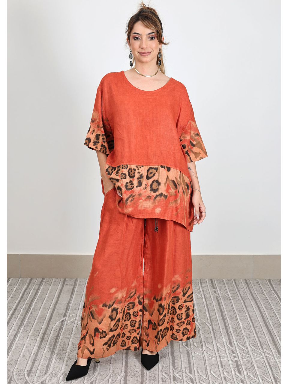 Conjunto Carolina Linho Italiano Terracota