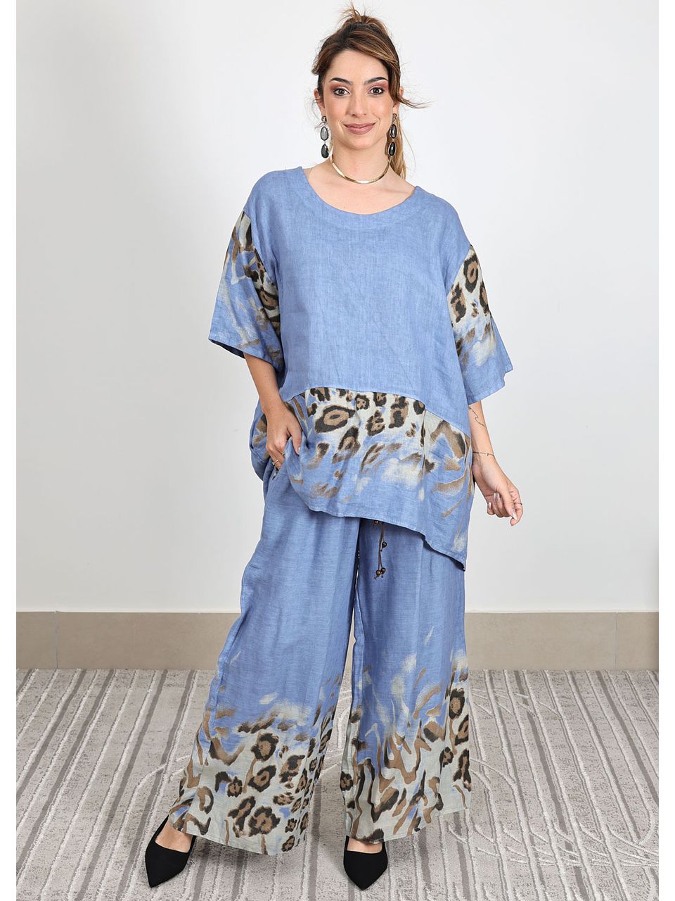 Conjunto Carolina Linho Italiano Azul Jeans 