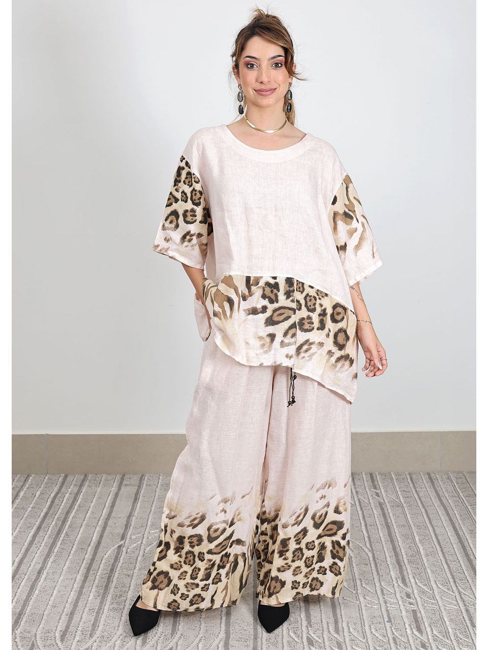 Conjunto Carolina Linho Italiano Rosa Bebe