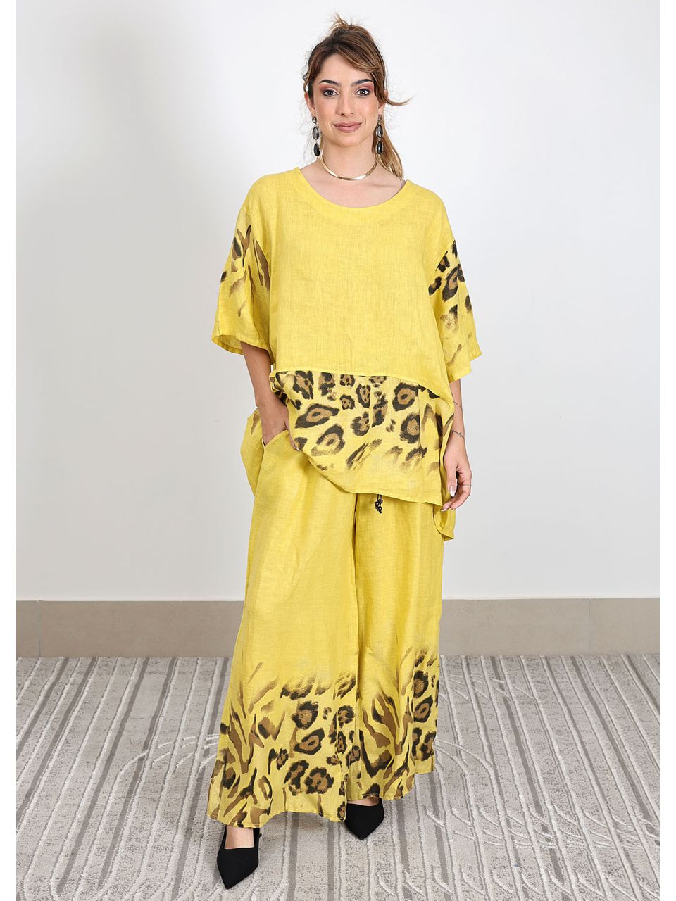 Conjunto Carolina Linho Italiano Amarelo