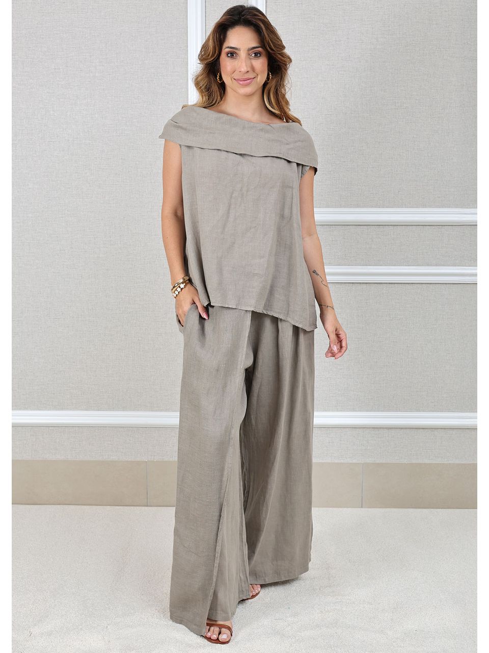 Conjunto Gabriela Linho Italiano Fendi