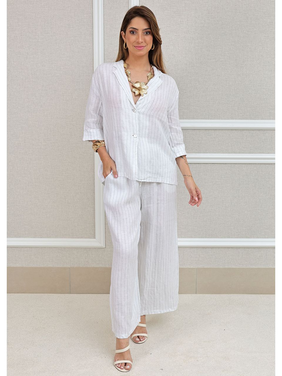 Conjunto Nayara Linho Italiano Branco