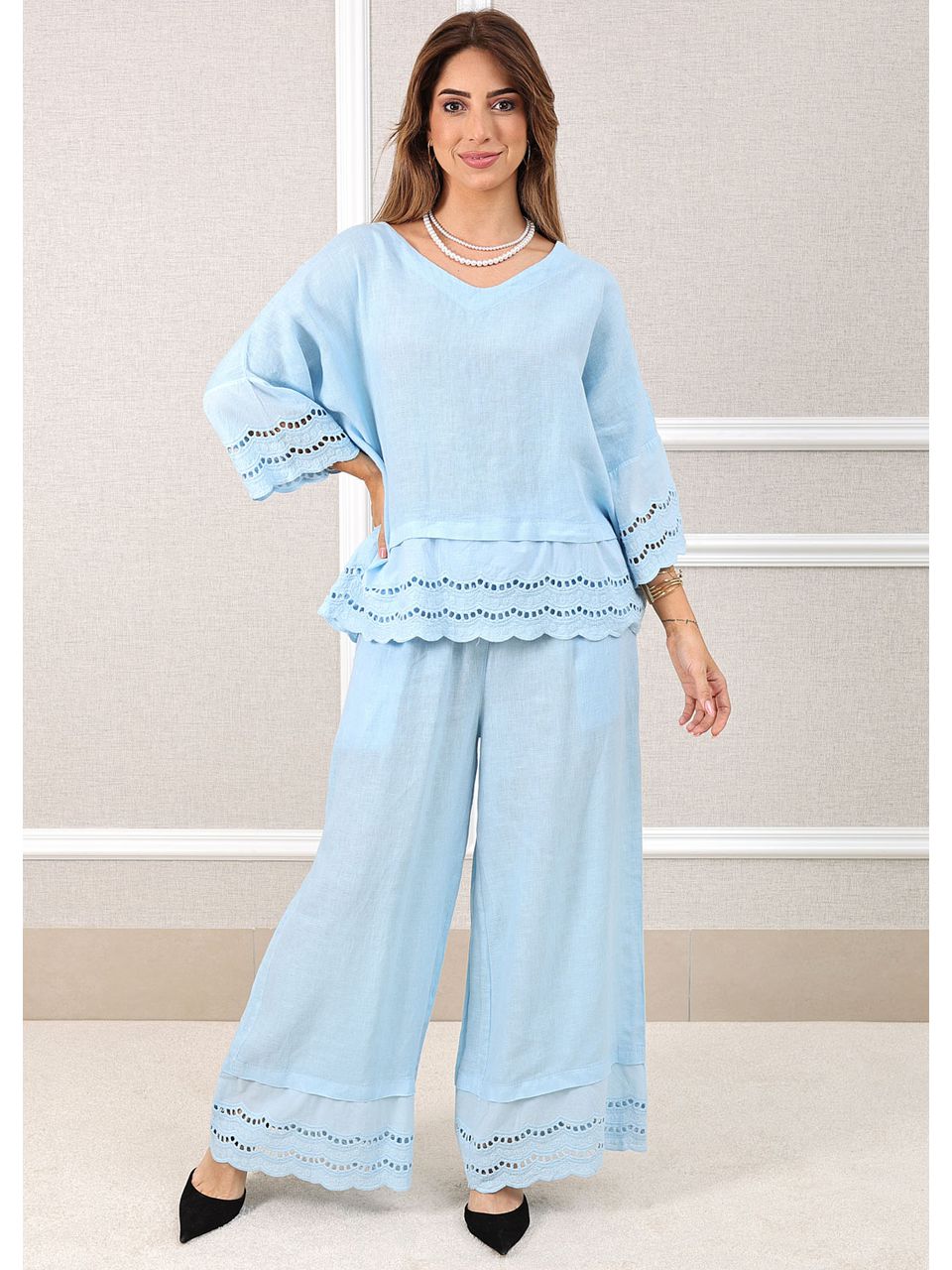 Conjunto Lys Linho Italiano Azul Bebe