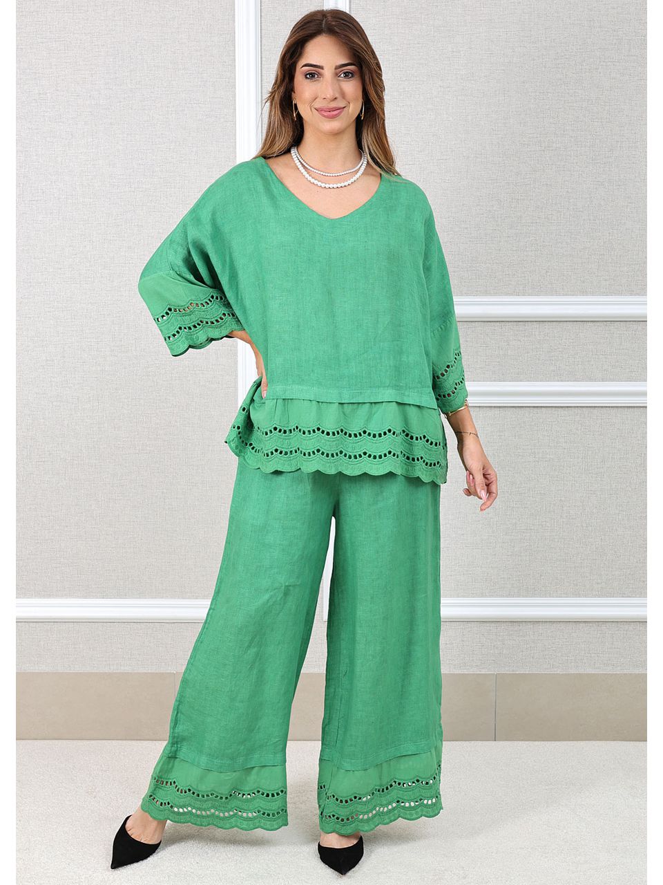 Conjunto Lys Linho Italiano Verde Bandeira 