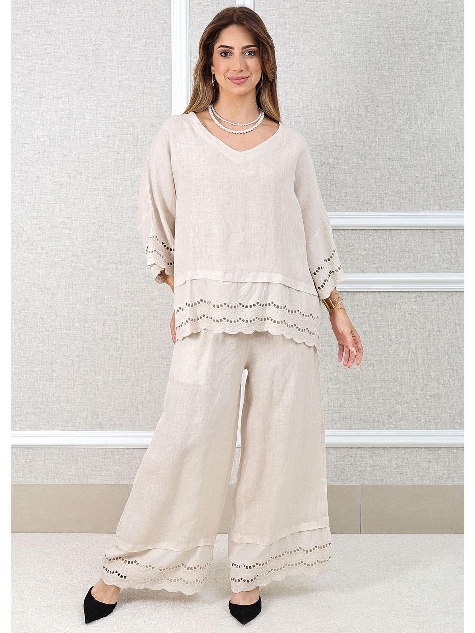 Conjunto Lys Linho Italiano Bege