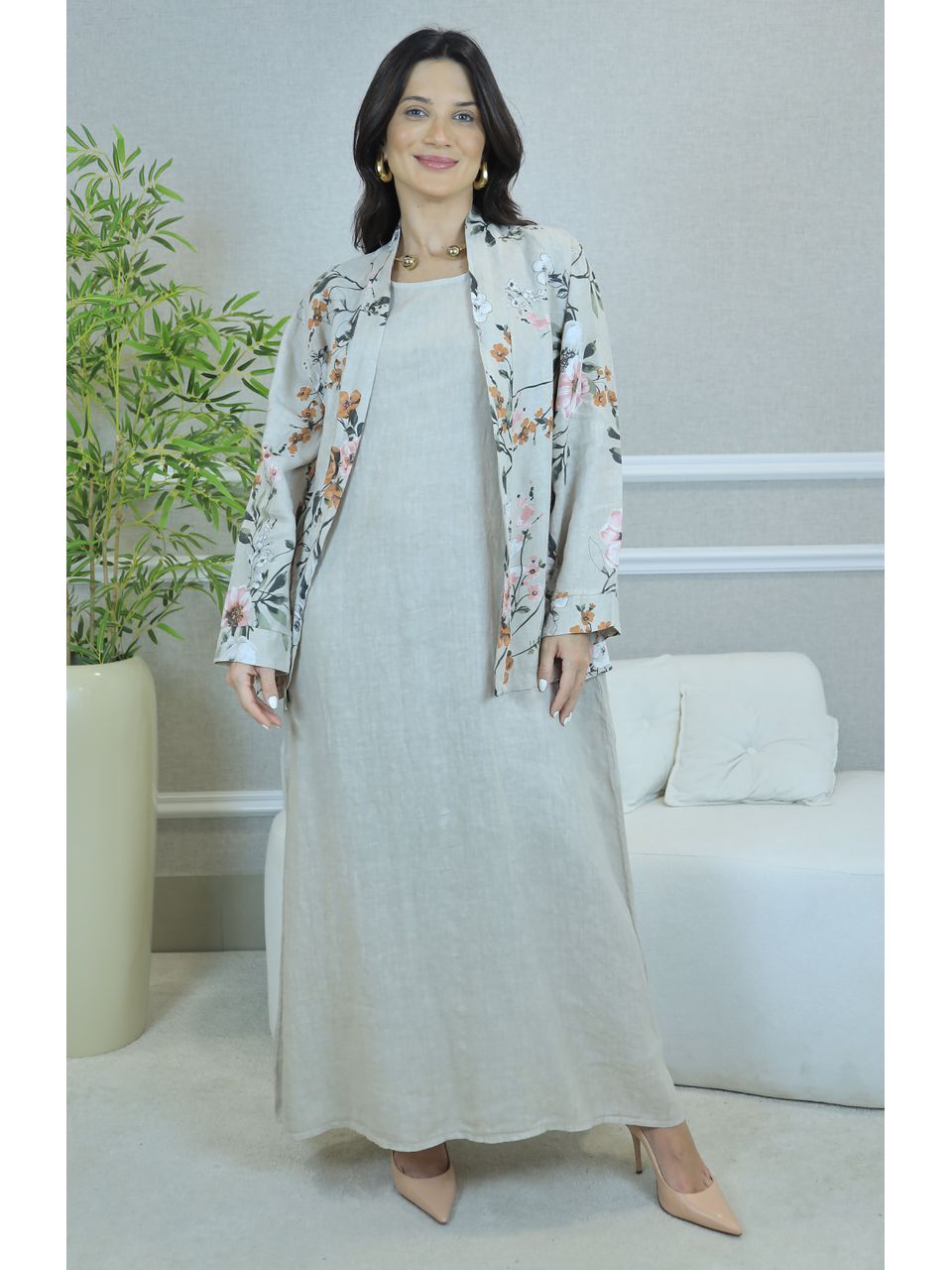 VESTIDO ANA COM CASAQUETO ANA BEGE